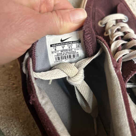 Nike Go Chukka Suede Mid Casual Shoes Burgundy 487335-600 Men's 8 Women's 9.5 - Picture 9 of 9